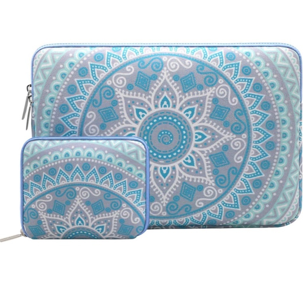 Set 2 Laptop Carry-On Canvas Mandala Pattern-Blue - Picture 1 of 8